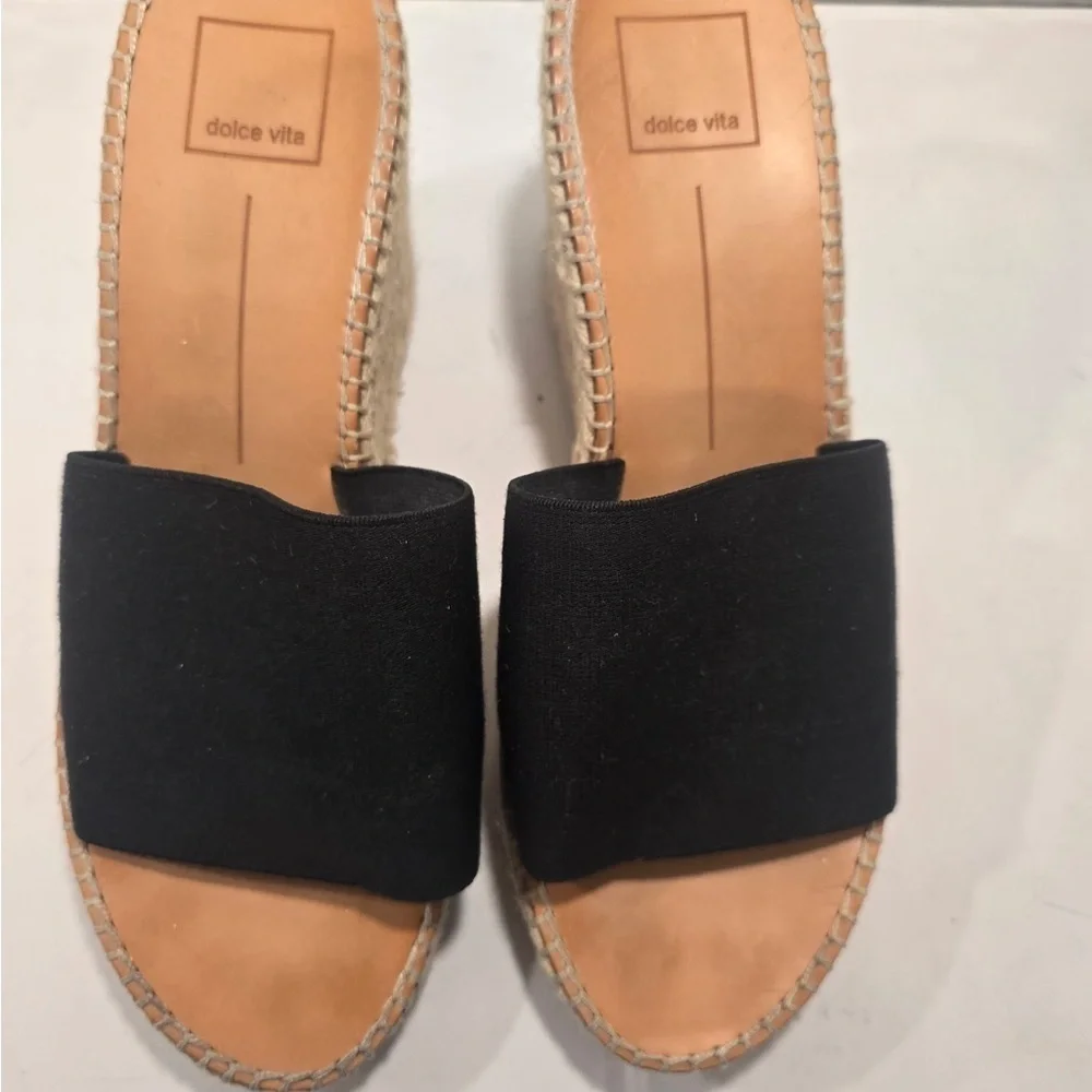 Dolce Vita Espadrille Wedge Sandals Black No Size Google Says 9.5-10?